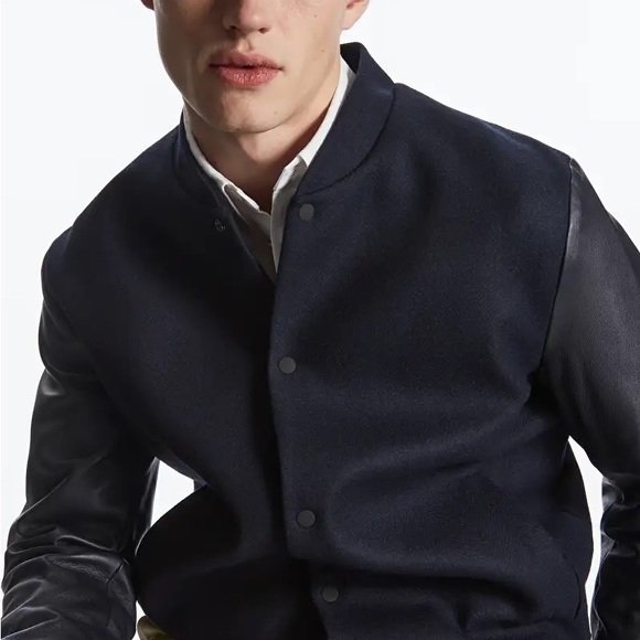 COS Leather Sleeve Wool Bomber Jacket - Picture 4 of 7